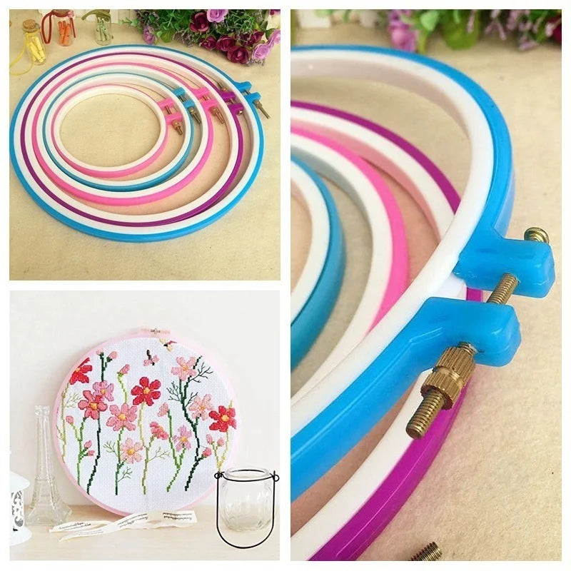 5-Piece Plastic Embroidery Hoop Set | Cross Stitch Ring Frames Embroidery Hoop Set Axl