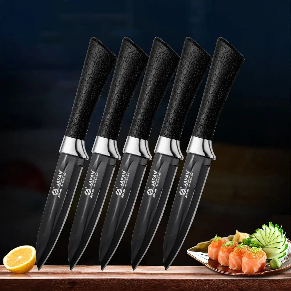High-Carbon Steel Paring Knife – Sharp Black-Coated Blade Paring Knife Axl 5pcs