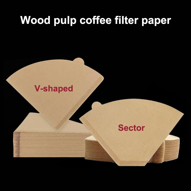 V-Shaped Wood Pulp Coffee Filter Papers – 50 or 100 Pack Coffee Filter Papers Axl