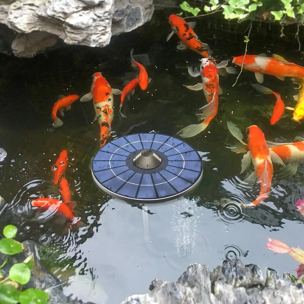 Solar Floating Pond Aerator – Oxygen Pump with Bubble Stone Solar Pond Aerator Axl