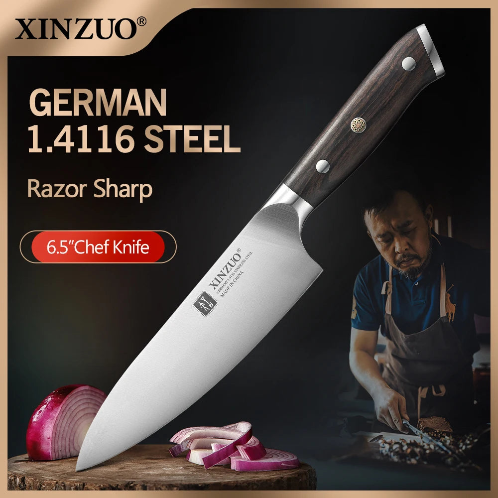 XINZUO 6.5" German DIN 1.4116 Steel Chef Knife | Ebony Handle Chef Knife Axl Default Title