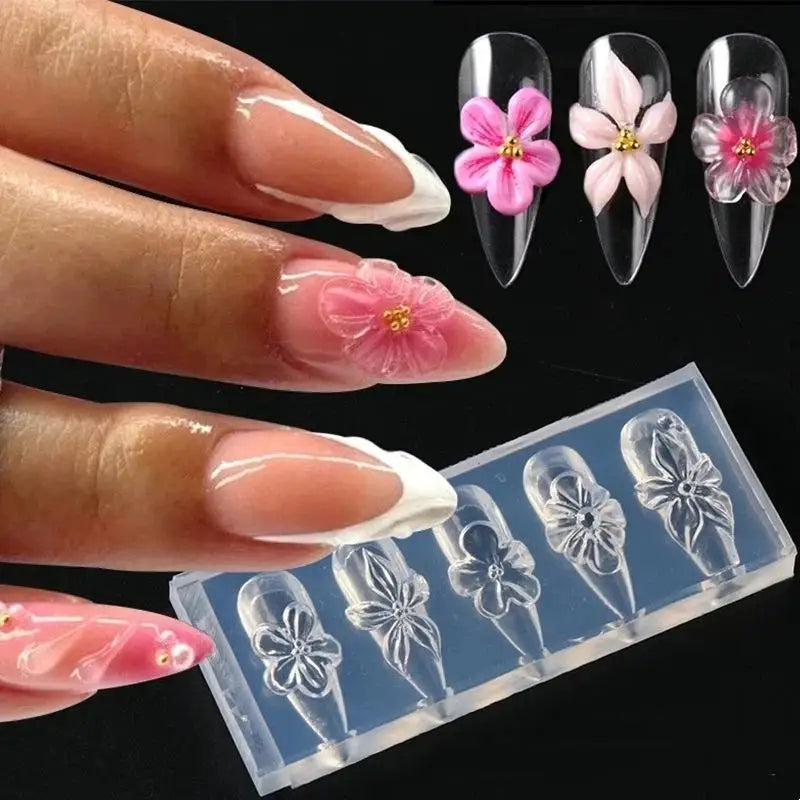 3D Flower Silicone Nail Art Mold – Lily & Hibiscus Resin Stencil Nail Art Mold Axl
