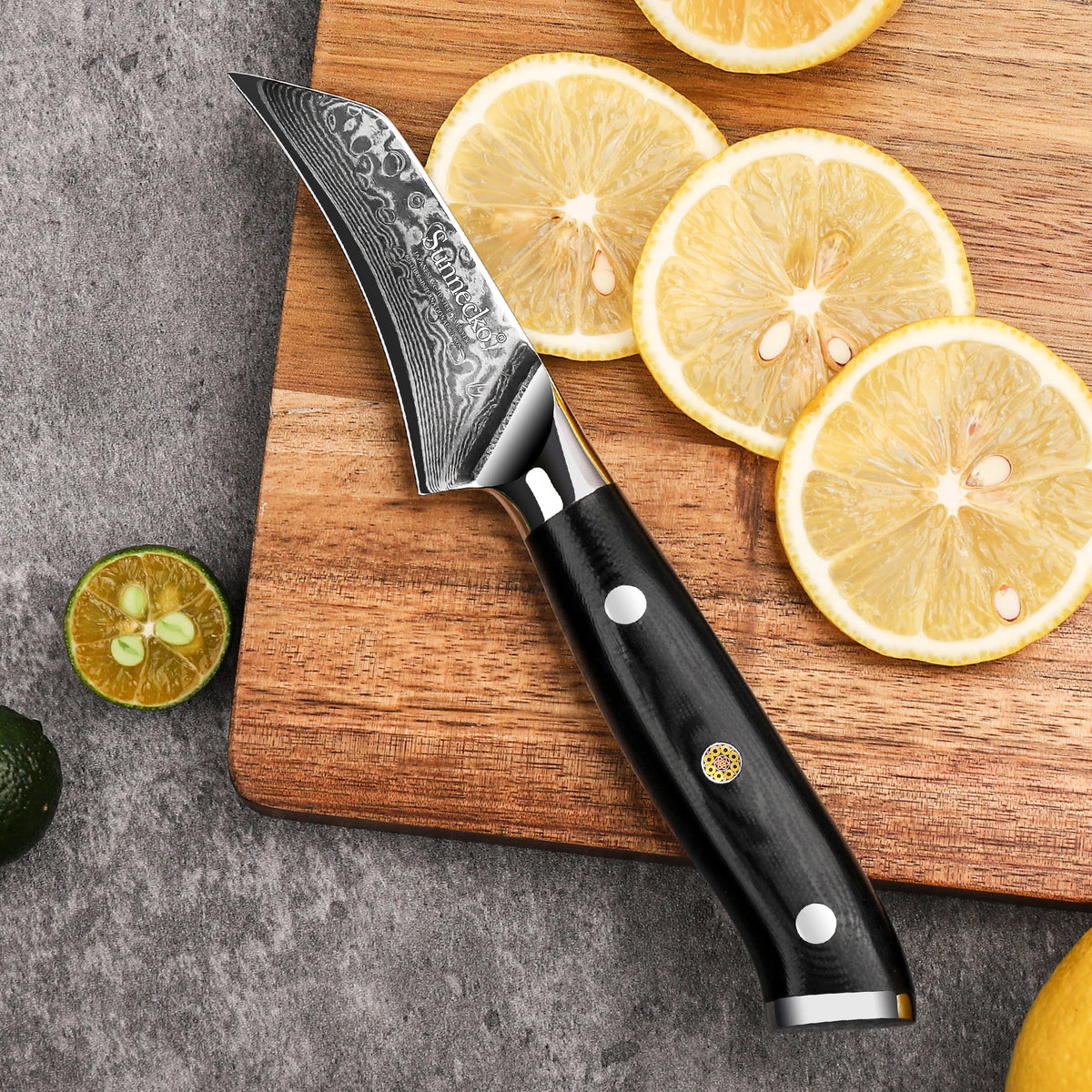 Sunnecko 3" Damascus Steel Paring Knife – VG10 HRC60+ Kitchen Knife Damascus Paring Knife Axl