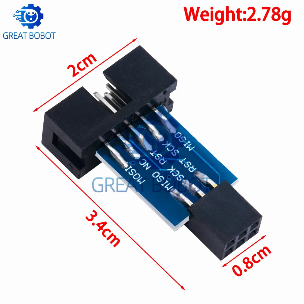 10-Pin to 6-Pin ISP Adapter Board for AVRISP, USBASP & STK500 ISP Adapter Board Axl