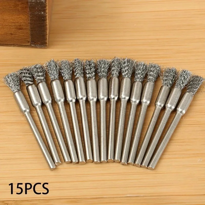 15-Pc Stainless Steel Wire Brush Set for Rotating Tools Wire Brush Set Axl