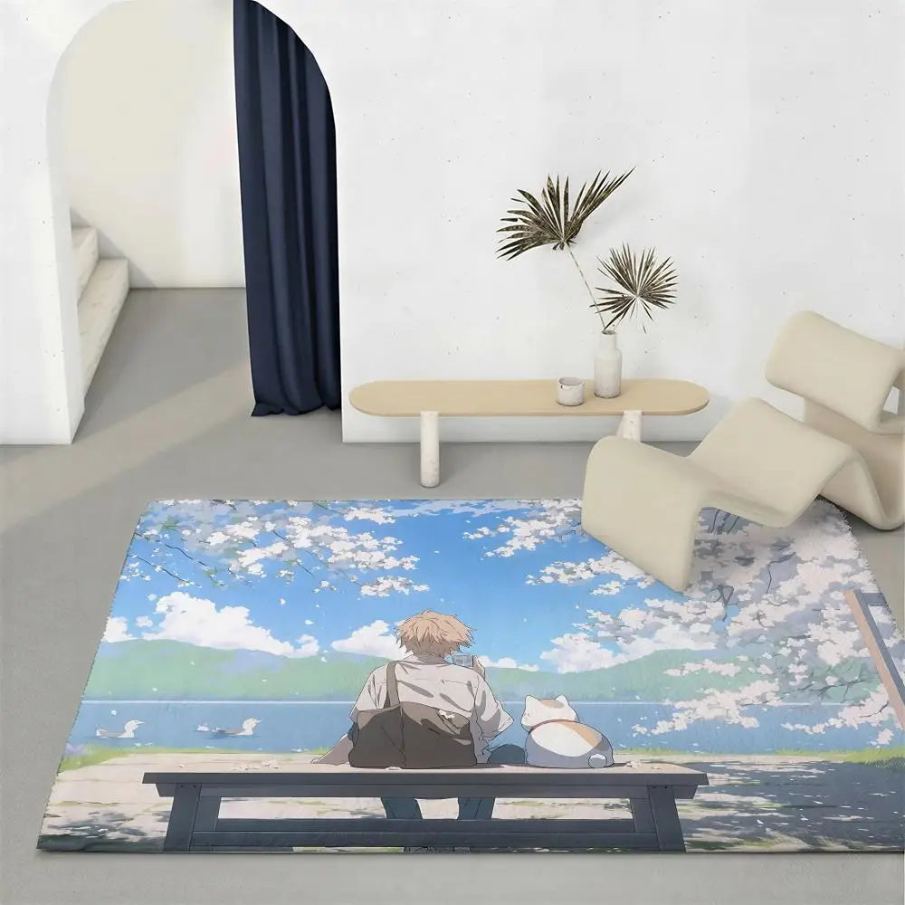 Natsume's Book of Friends Anime Flannel Floor Mat | Non-Slip Rug Anime Floor Mat Axl White2 120x160cm