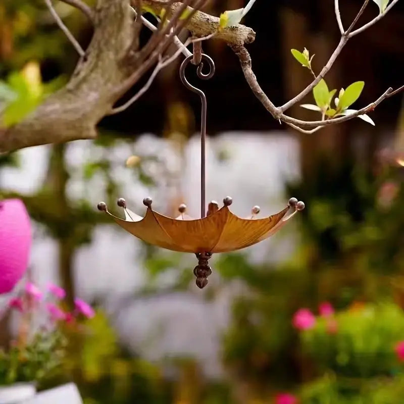 Vintage Metal Umbrella Bird Feeder – Hanging Garden Decor Hanging Bird Feeder Axl