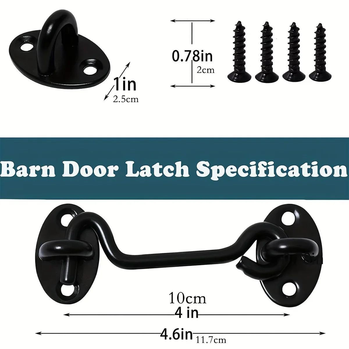 Rust-Resistant Sliding Barn Door Lock – Eye Hook Latch & Screws Door Lock Latch Axl