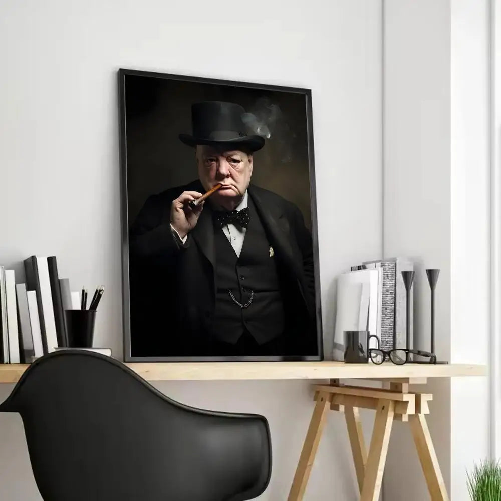 Winston Churchill Frameless Canvas Wall Art Poster | Home Décor Canvas Wall Art Axl Black2 21X30cmFrameless