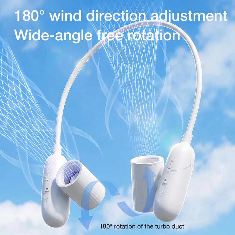 Dual Motor Neck Hanging Fan – 3-Speed Foldable Wearable Fan Wearable Neck Fan Axl