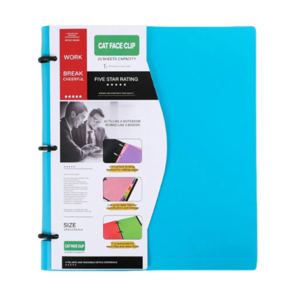3-Ring Waterproof Loose-Leaf Binder Folder + 200 Lined Sheets Loose-Leaf Binder Axl Only Blue Shell A