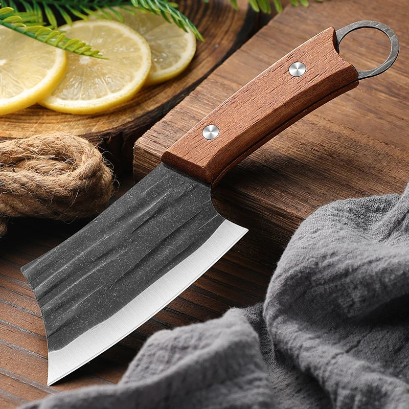 SHENJIU Hand Forged Meat Cleaver & Fish Fillet Knife – Wood Handle Kitchen Cleaver Knife Axl 1pcs
