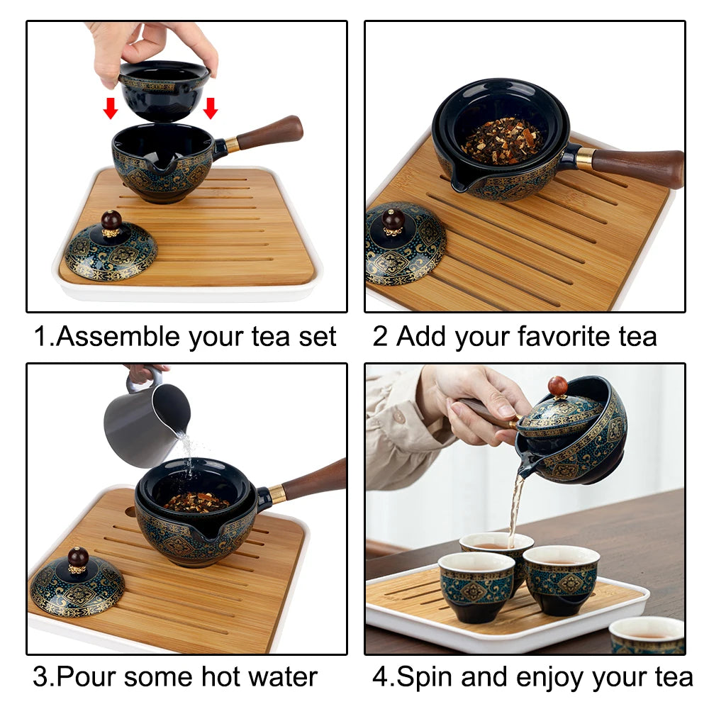 NICEYARD Chinese Gongfu Tea Set – 360° Porcelain Infuser Gongfu Tea Set Axl