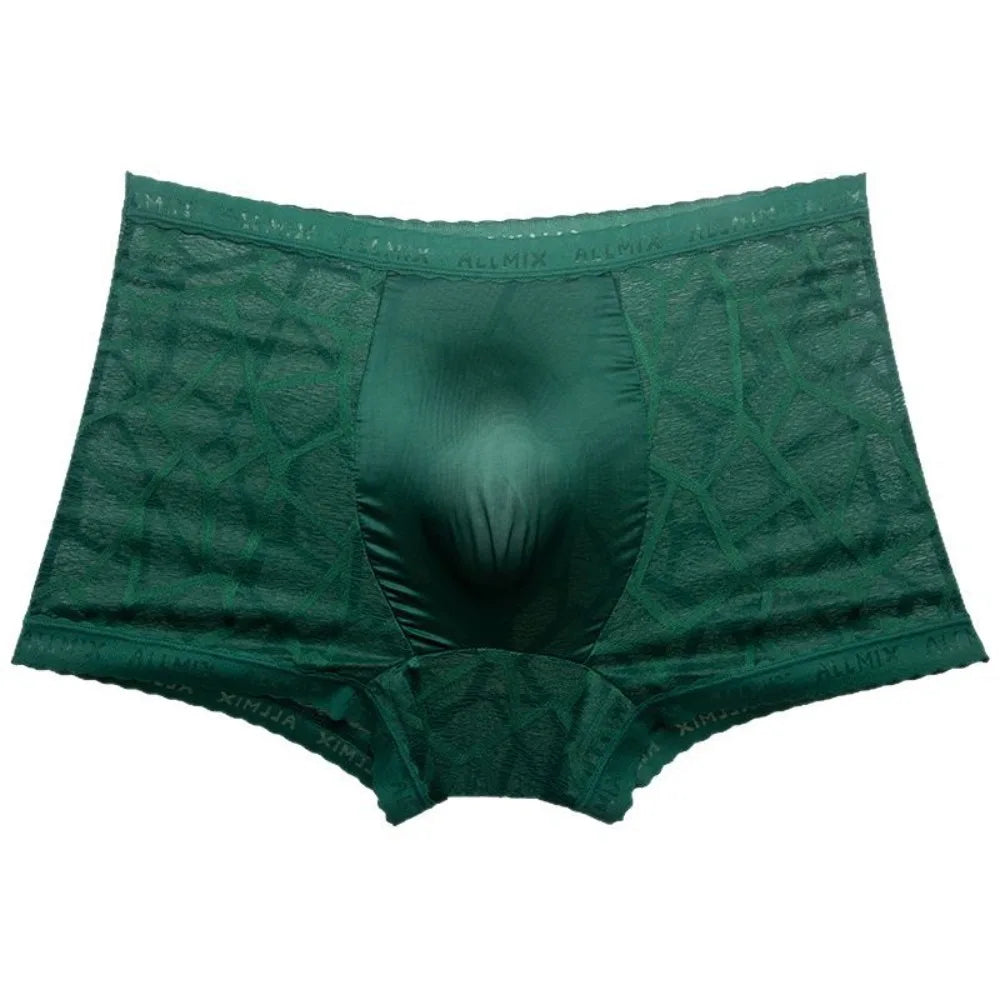 Men's Ice Silk Boxer Briefs – Mesh Quick-Dry Underwear Men's Boxer Briefs Axl Green-XXL
