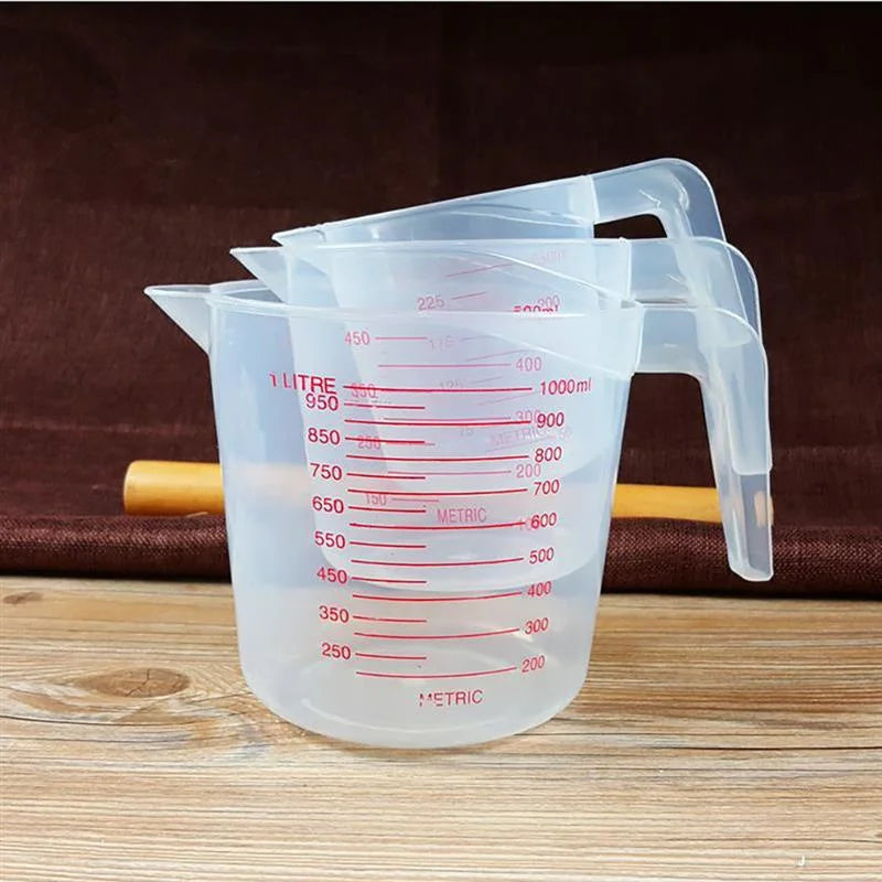 3-Piece Plastic Measuring Cup Set – 250ml, 500ml & 1000ml Measuring Cup Set Axl