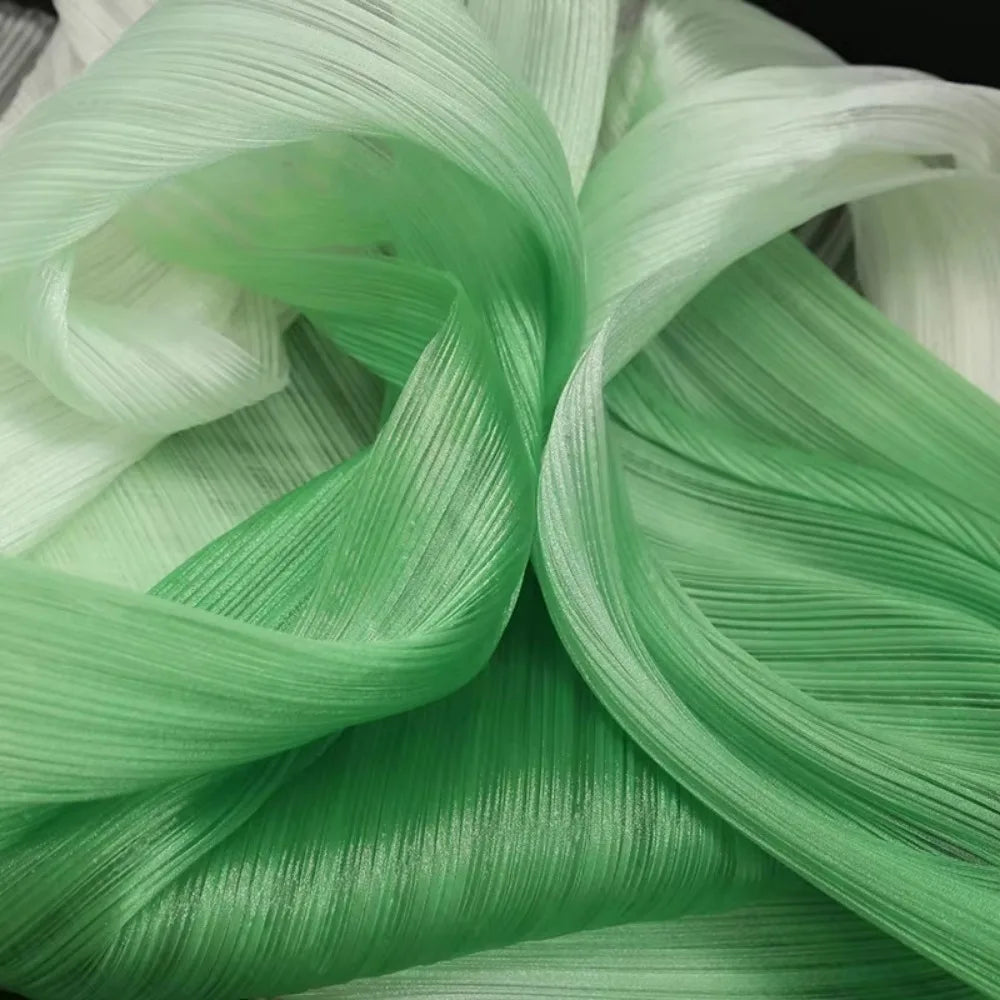 Gradient Pleated Organza Mesh Fabric – DIY Wedding Decor Organza Mesh Fabric Axl Green