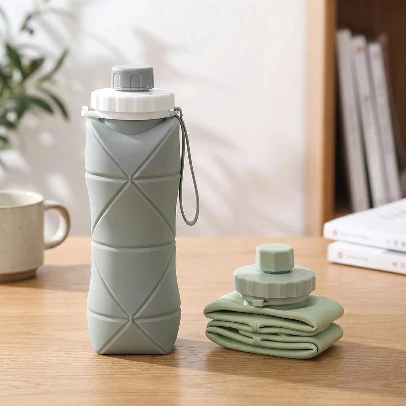 600ml Foldable Silicone Water Bottle – Leakproof & Portable Foldable Water Bottle Axl