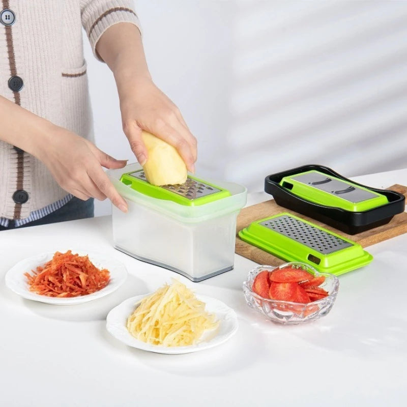 3-in-1 Manual Vegetable Chopper Grater & Slicer with Container Vegetable Grater Slicer Axl