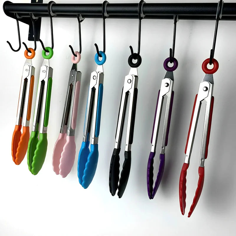 Stainless Steel Silicone Cooking Tongs – Anti-Slip BBQ Clip Kitchen Cooking Tongs Axl