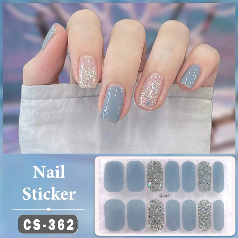 Waterproof Full Cover Nail Wraps – No-Lamp Nail Stickers 14pc