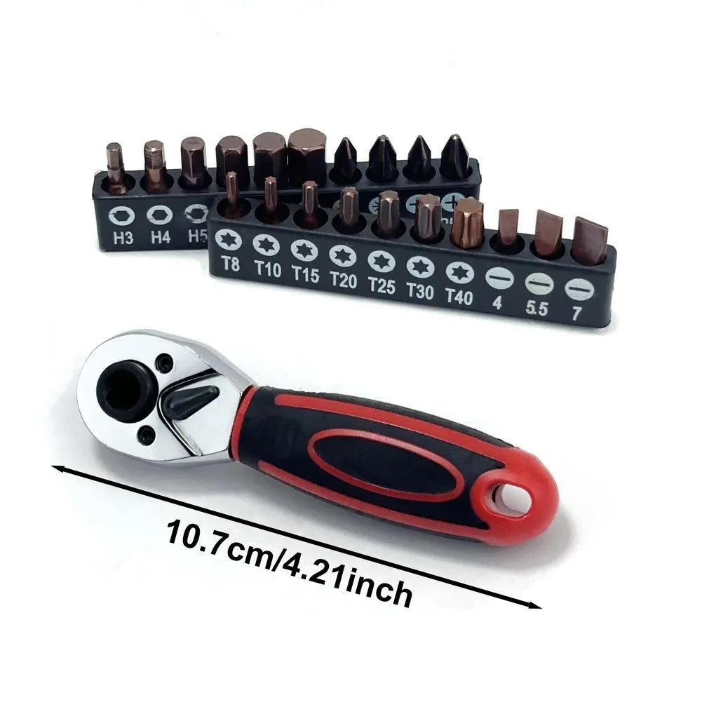 29-Pc 1/4" Dual-Drive Ratchet Socket Wrench Set | Auto Repair Ratchet Socket Set Axl