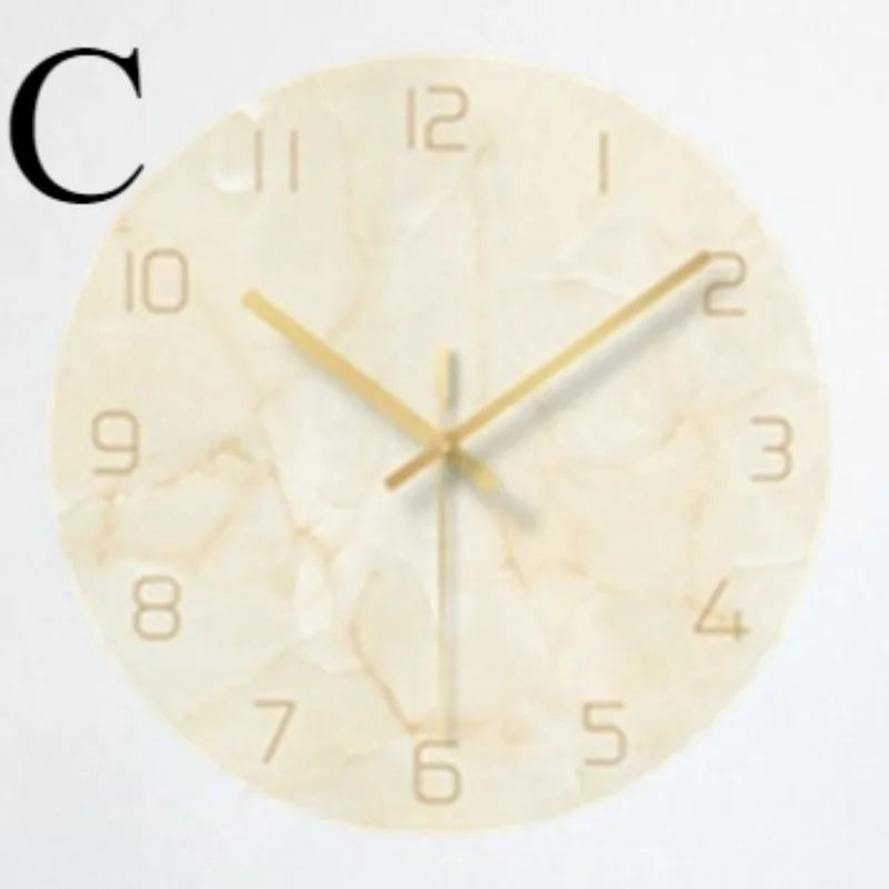 Nordic Minimalist Glass Wall Clock – Silent Quartz 30cm Wall Clock Axl Style C
