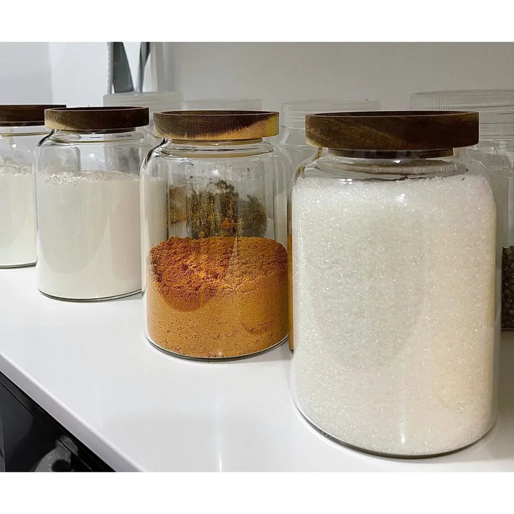 KEMORELA 3L Glass Jar with Acacia Airtight Lid – Food Storage Glass Storage Jar Axl