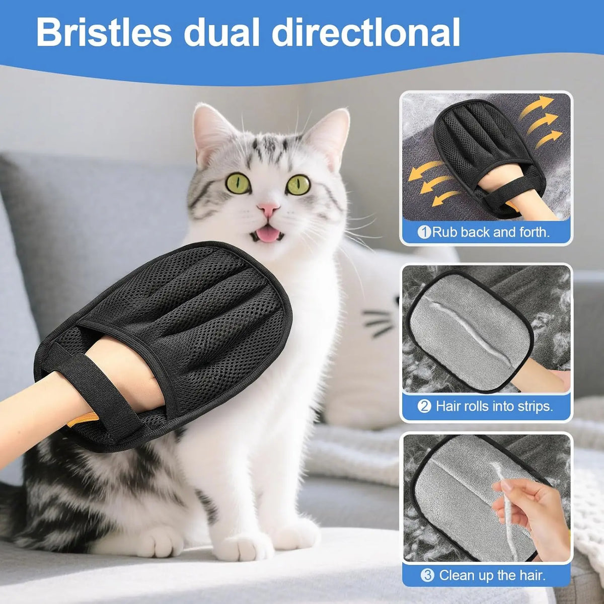 Pet Hair Removal Glove – Cat & Dog Grooming Brush Mitt Pet Grooming Glove Axl