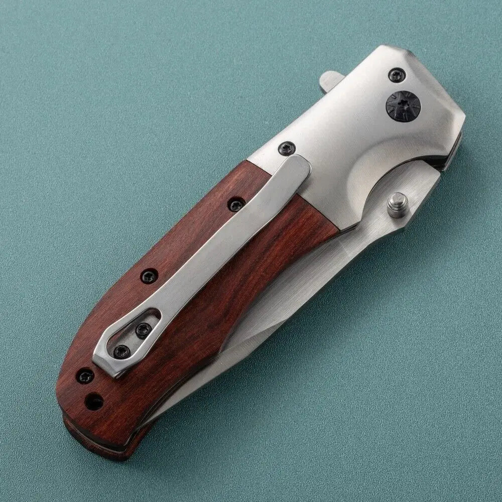 PLYS EDC Folding Pocket Knife – Wood Handle & Pocket Clip Folding Pocket Knife Axl