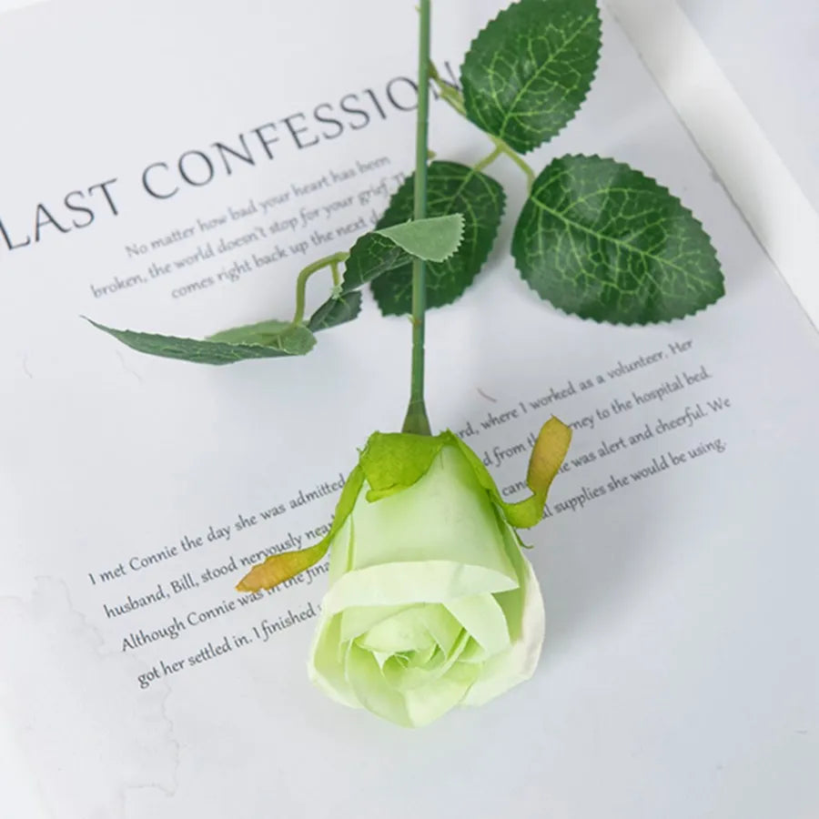 Silk Rose Bouquet – Artificial Flowers for Wedding & Home Decor Artificial Flower Bouquet Axl green 5PCS
