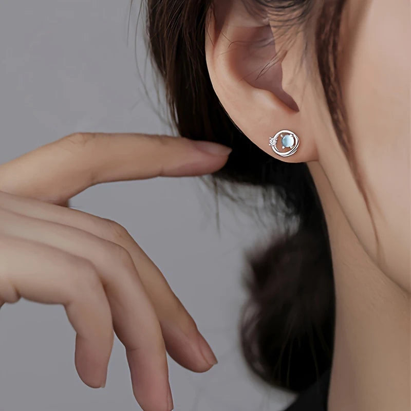 Huitan Planet Stud Earrings – Imitation Opal Women's Jewelry Stud Earrings Axl