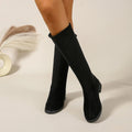 Women's Suede Knee-High Knight Boots – Low Heel Zip Winter Knee-High Boots Axl black 43