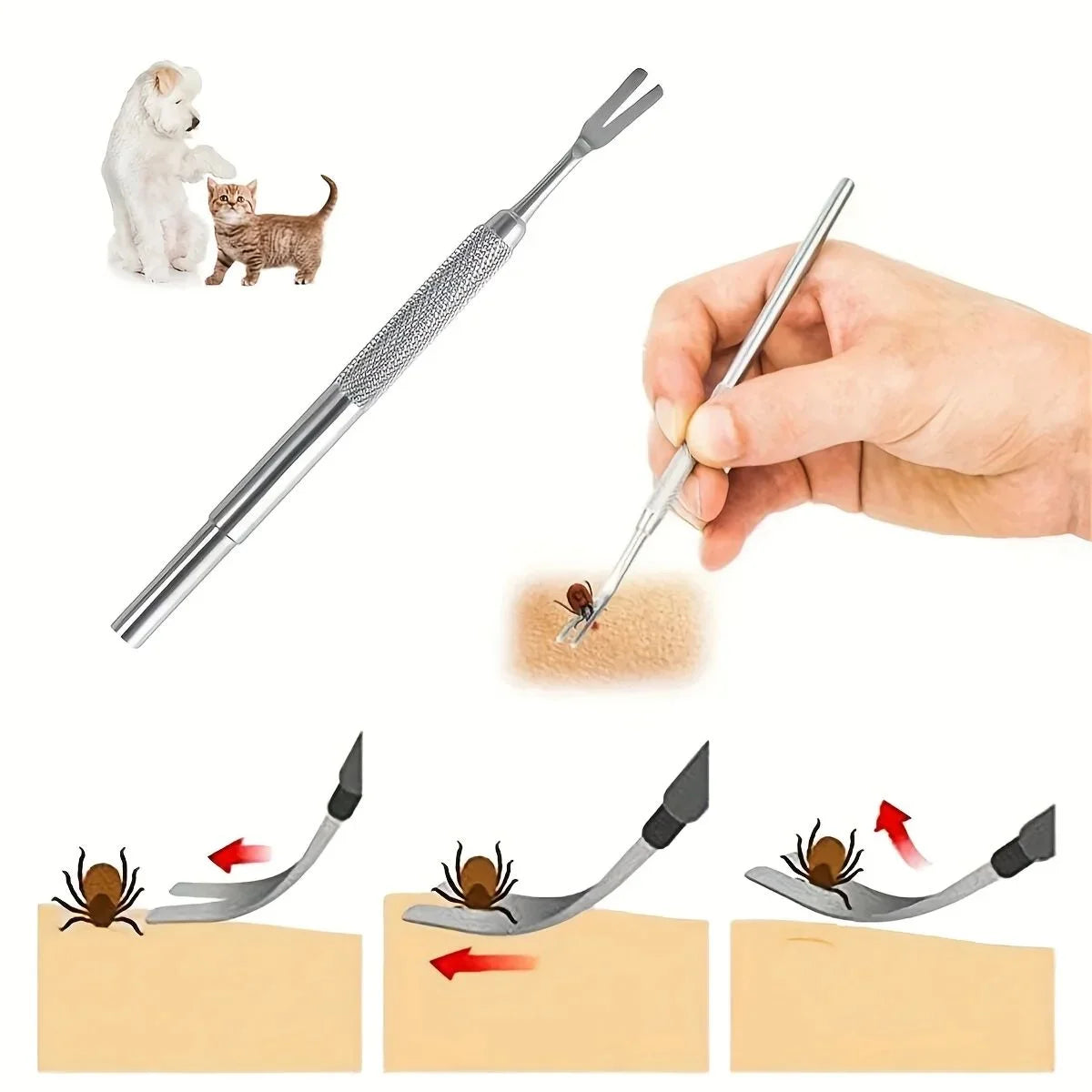 Stainless Steel Tick Remover Tweezers for Humans & Pets Tick Removal Tool Axl