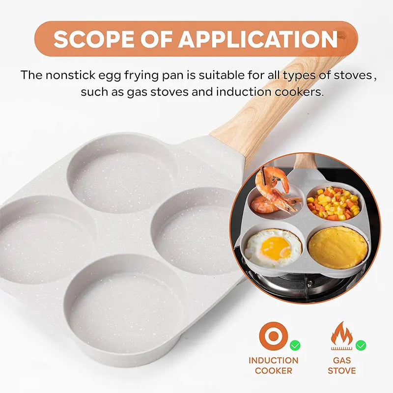 4-Cup Nonstick Granite Egg Pan – Omelette & Pancake Skillet Nonstick Egg Pan Axl