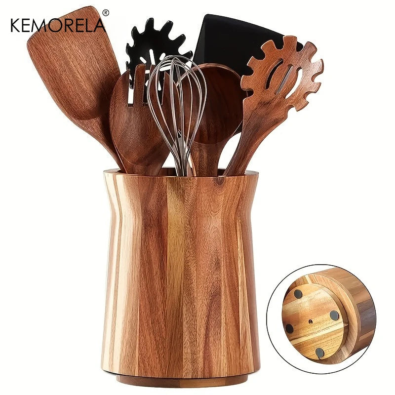 KEMORELA 360° Rotating Wooden Utensil Holder & Caddy Utensil Holder Axl