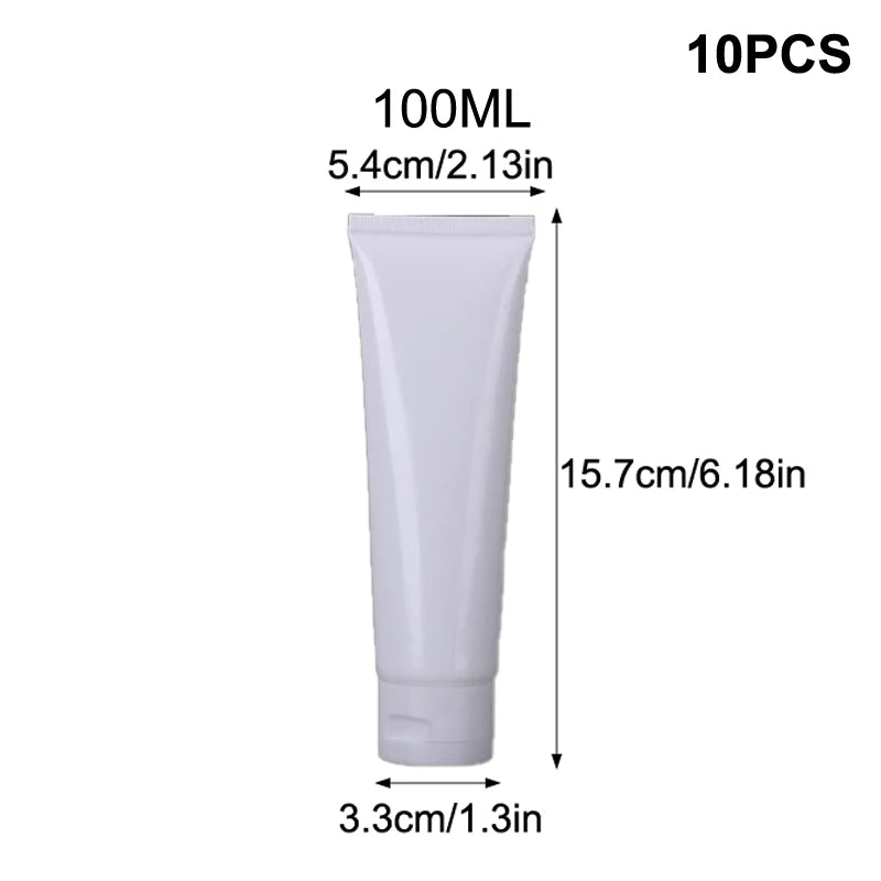 10-Pack Empty Refillable Squeeze Tubes | Flip Top 15–100ml Refillable Cosmetic Tubes Axl E