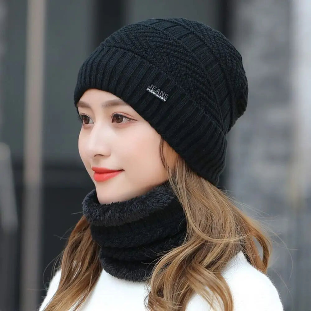 Winter Thermal Fleece Beanie Hat & Scarf Set – 2-in-1 Warm Beanie Hat Scarf Set Axl