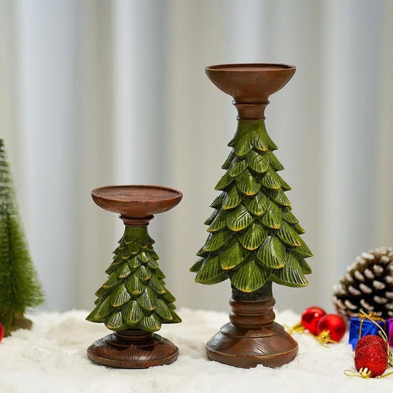 Christmas Tree Candle Holder – Resin Festive Candlestick Decor Candle Holder Axl