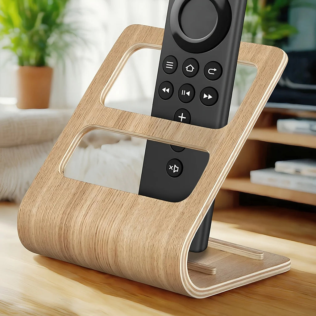 Wooden Remote Control Holder – 2-Slot No-Assembly Desk Caddy Desktop Remote Organizer Axl