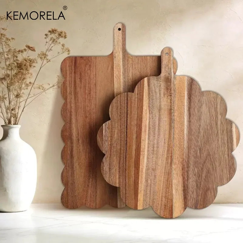 Scalloped Acacia Wood Cutting Board – Butcher Block Wood Cutting Board Axl