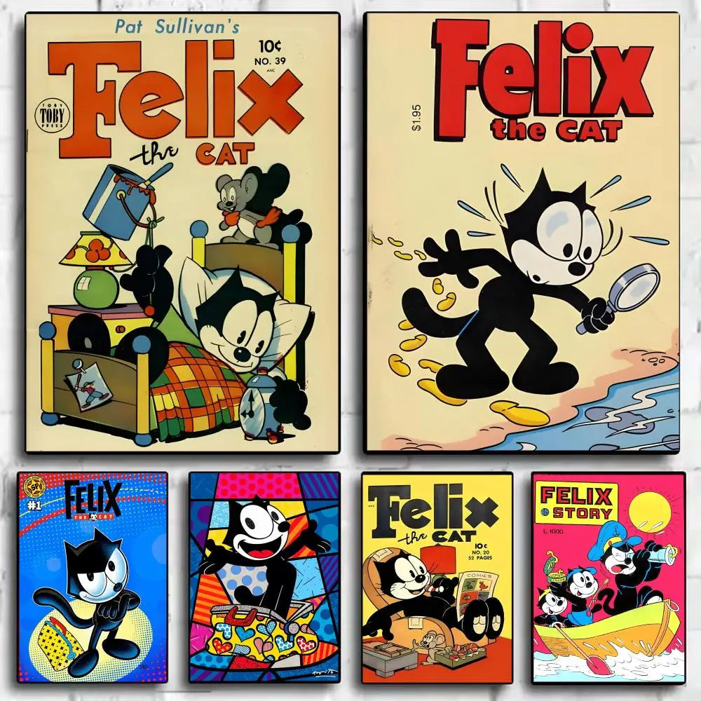 Felix the Cat Self-Adhesive Wall Poster | Cartoon Art Sticker Wall Art Sticker Axl
