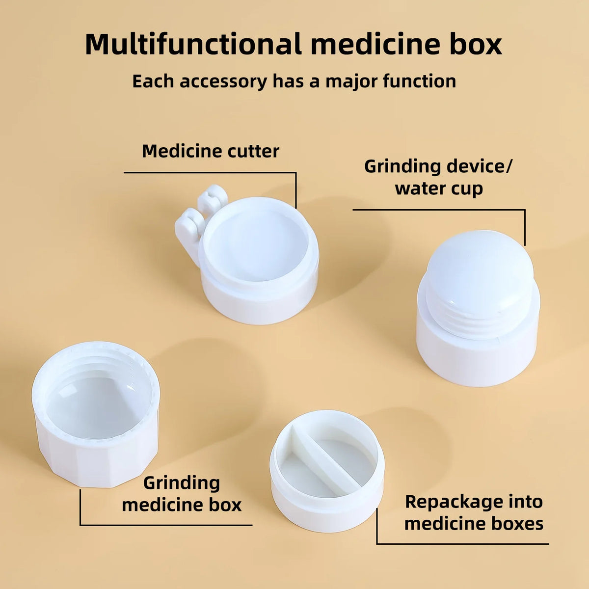 4-in-1 Pill Cutter, Crusher & Portable Storage Box Pill Cutter & Organizer Axl
