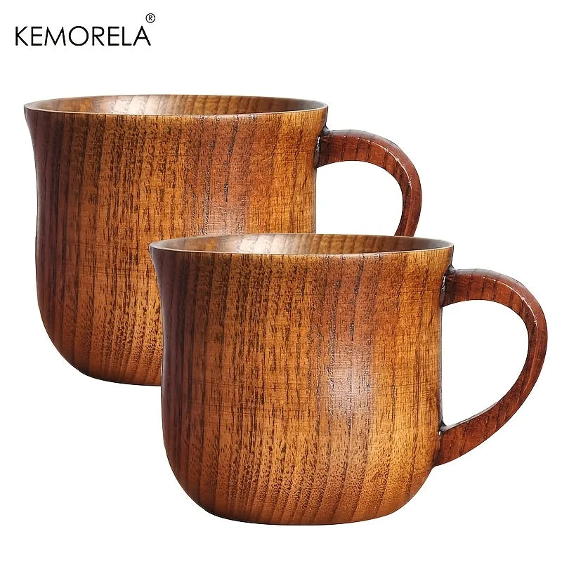 KEMORELA Wooden Coffee Mugs – Vintage Jujube Tea Design Set Wooden Mug Set Axl 2PCS