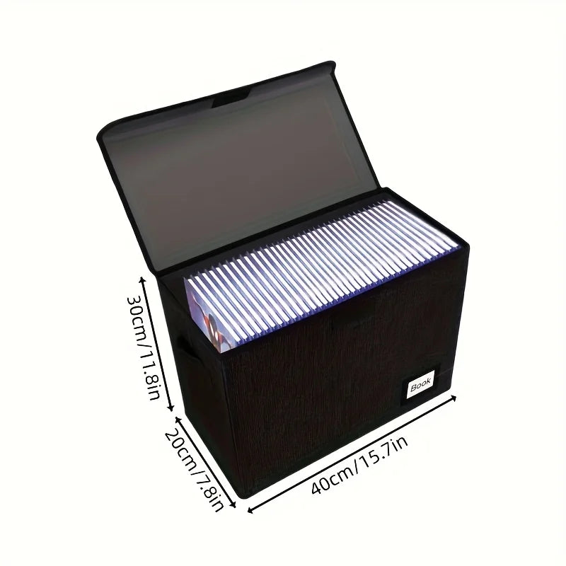 Foldable Comic Book Storage Box with Lid – Linen, Stackable Foldable Storage Box Axl