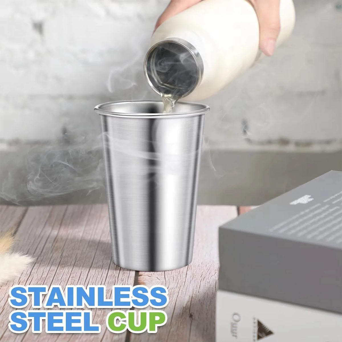 4-Pack Stainless Steel Pint Cups 500ml – Stackable Tumblers Metal Tumbler Set Axl
