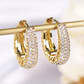 Huitan Sparkling CZ Hoop Earrings – Gold & Silver Statement Hoops Hoop Earrings Axl E2354