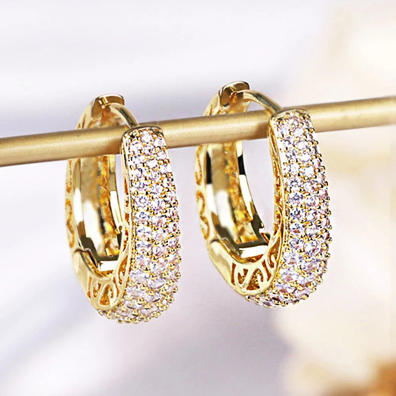 Huitan Sparkling CZ Hoop Earrings – Gold & Silver Statement Hoops Hoop Earrings Axl E2354