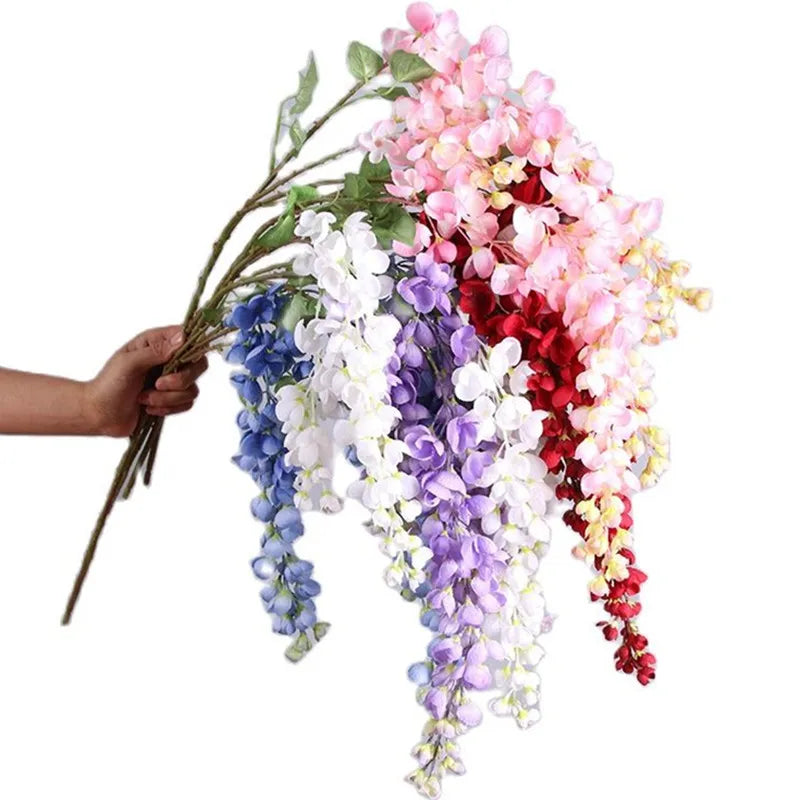 Artificial Wisteria Hanging Flower Strings – 6 Stem Wall Decor Artificial Hanging Flowers Axl