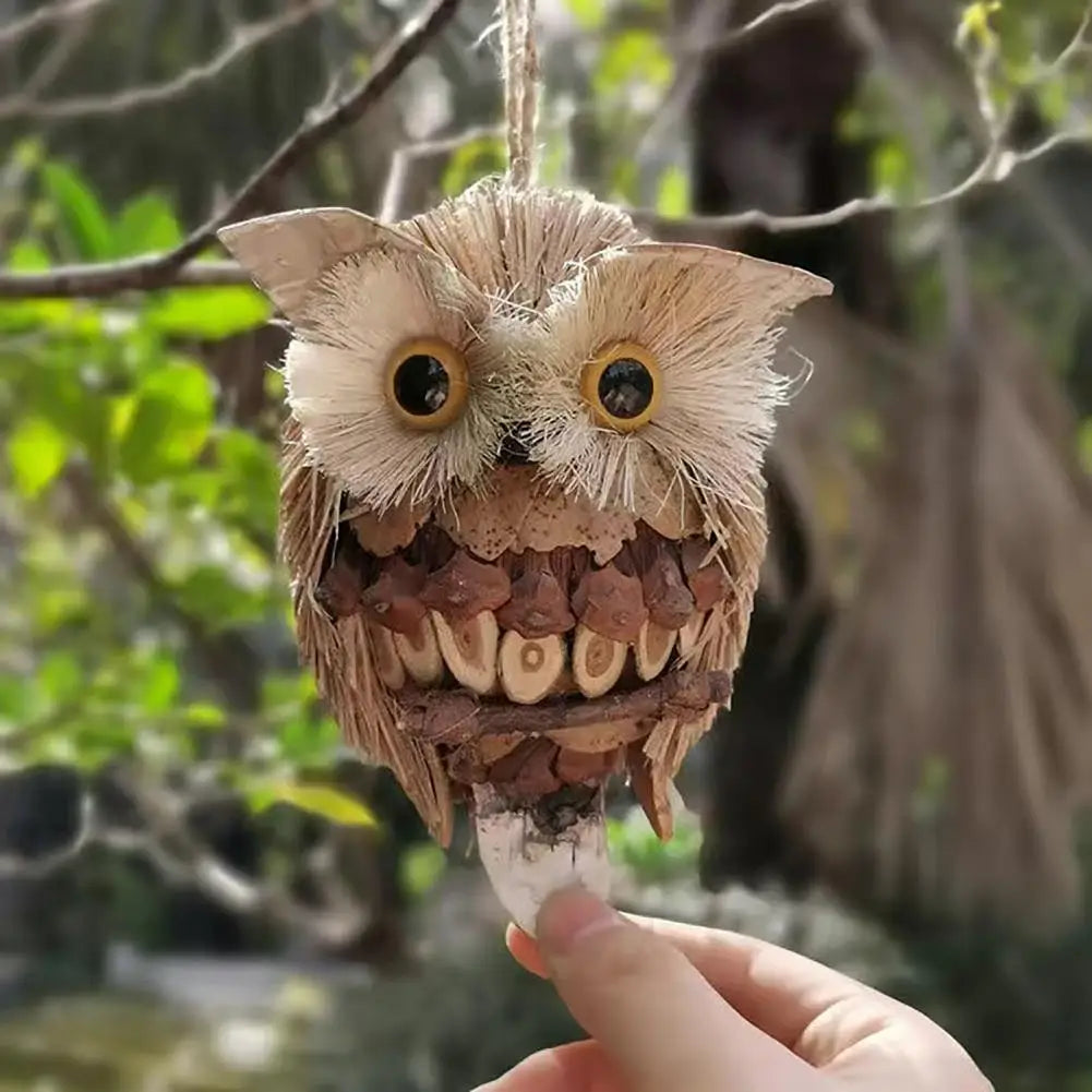 Handcrafted Straw Owl Hanging Ornament | Rustic Home Decor Hanging Ornament Axl