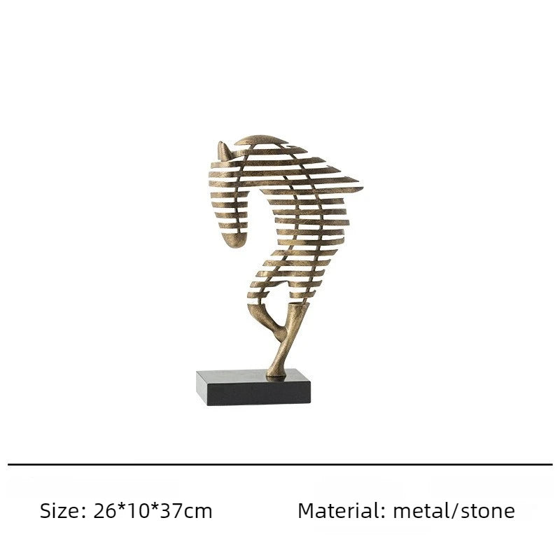 Horse Head Metal Figurine | Modern Desktop Sculpture Home Decor Metal Sculpture Figurine Axl Small